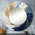 thumbnail image 1 of Designart "A Spiral in Dark Blue and Gold IV" Abstract Spirals Rund Mirror For Wall Decor - Large Blue Round Printed Mirror - Glam Round Mirror 29" x 29" Inch, 1 of 5