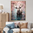 thumbnail image 1 of Designart "A Spring Awakening The Graceful Pink Moose II" Animals Floater Framed Canvas Print, 1 of 7