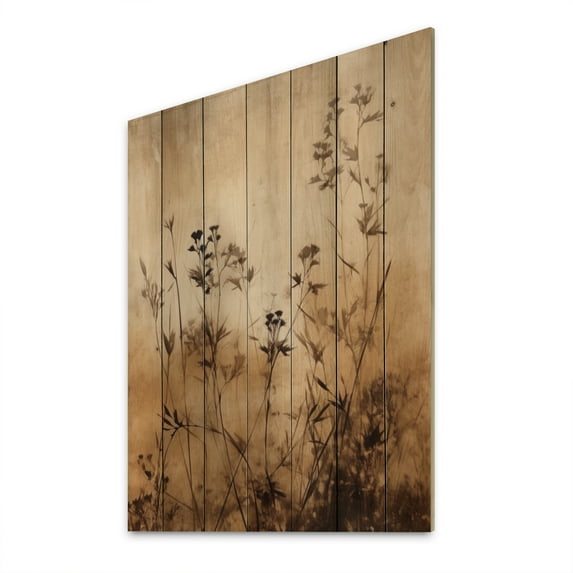 Designart "A Vintage Garden Filled with Herbs II" Floral Print on Natural Pine Wood