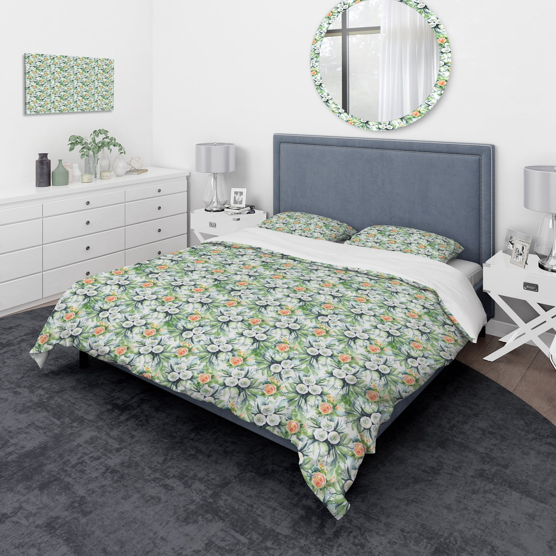 Designart 'A White and Yellow Roses Bouquet' Traditional Duvet Cover Set