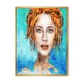 thumbnail image 1 of Designart 'A Woman Face With Red Hair And Green Eyes' Modern Framed Canvas Wall Art Print, 1 of 1