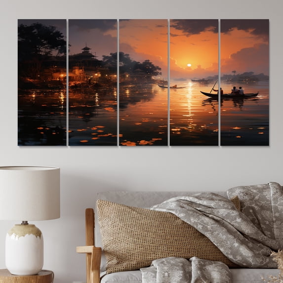 Designart "Aarti at Sunset in Hinduism III" Spiritual Art Living Room Set