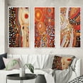 thumbnail image 1 of Designart "Aboriginal Compositions Circular Dot in Amber III" Transitional Framed Wall Art Set Of 3 - Red Abstract Transitional Frame Gallery Set For Office Decor, 1 of 6