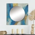 thumbnail image 1 of Designart "Abrupt Sensuality Abstract Aquamarine And Gold" Abstract Painting Square Mirror For Wall Decor - Large Gold Square Printed Wall Mirror Art - Wall Mounted Square Large Mirror, 1 of 5
