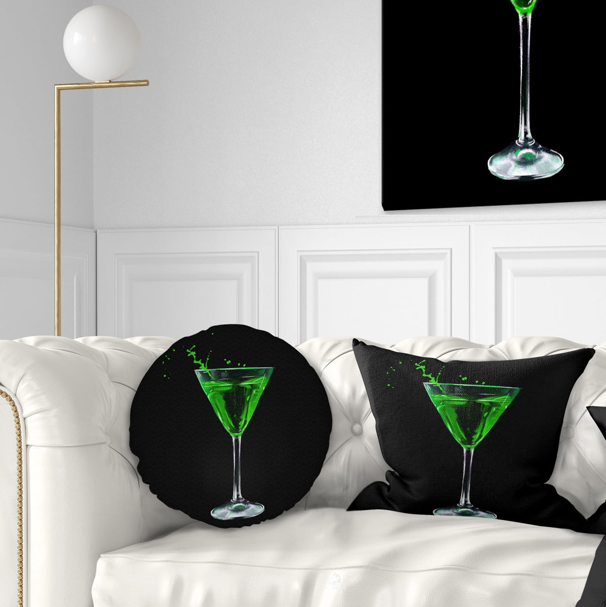 Designart Absinthe on Black Background - Modern Throw Pillow - 12x20
