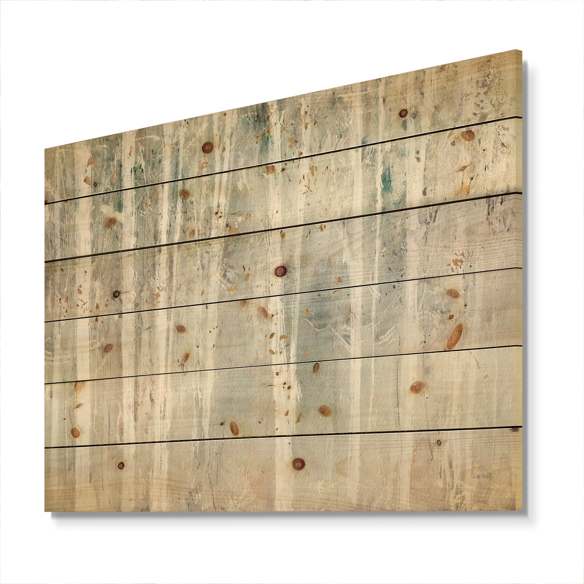 Designart 'Abstract A Woodland Walk into the Forest III' Modern Farmhouse Print on Natural Pine Wood
