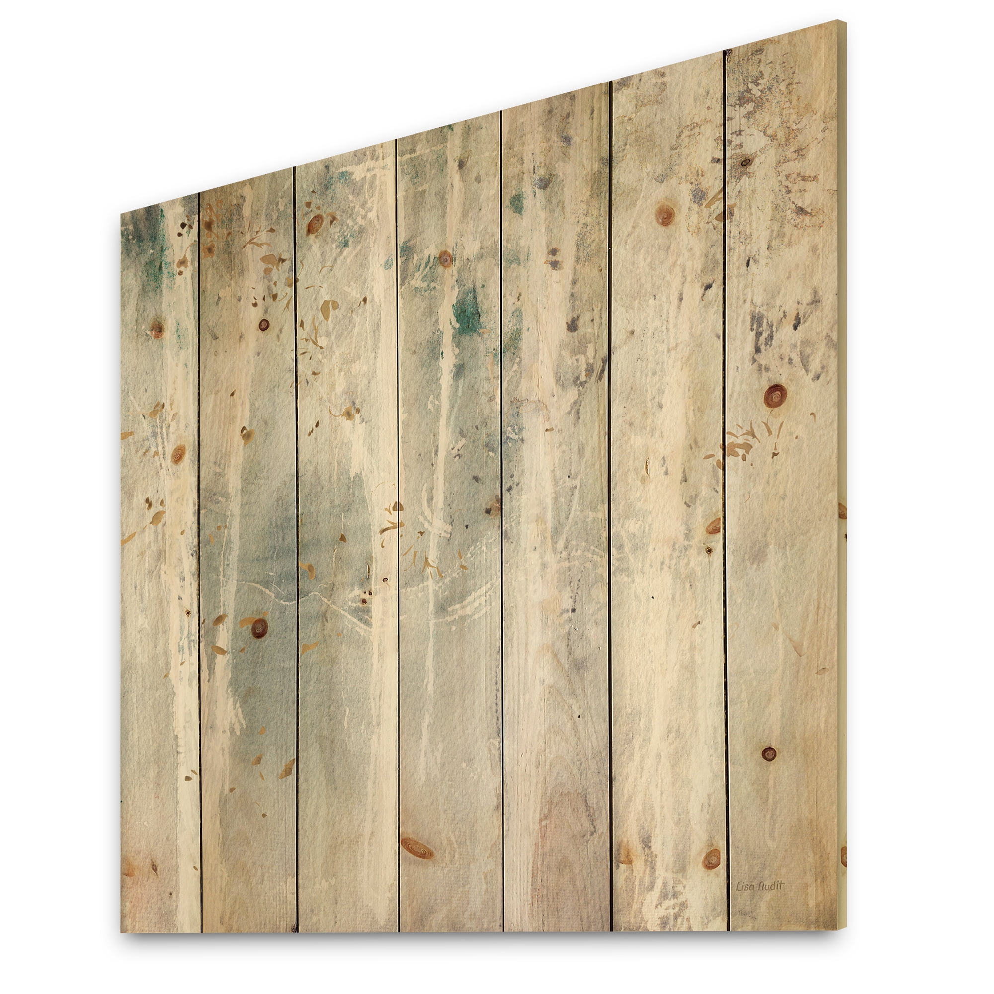 Designart 'Abstract A Woodland Walk into the Forest VI' Modern Farmhouse Print on Natural Pine Wood