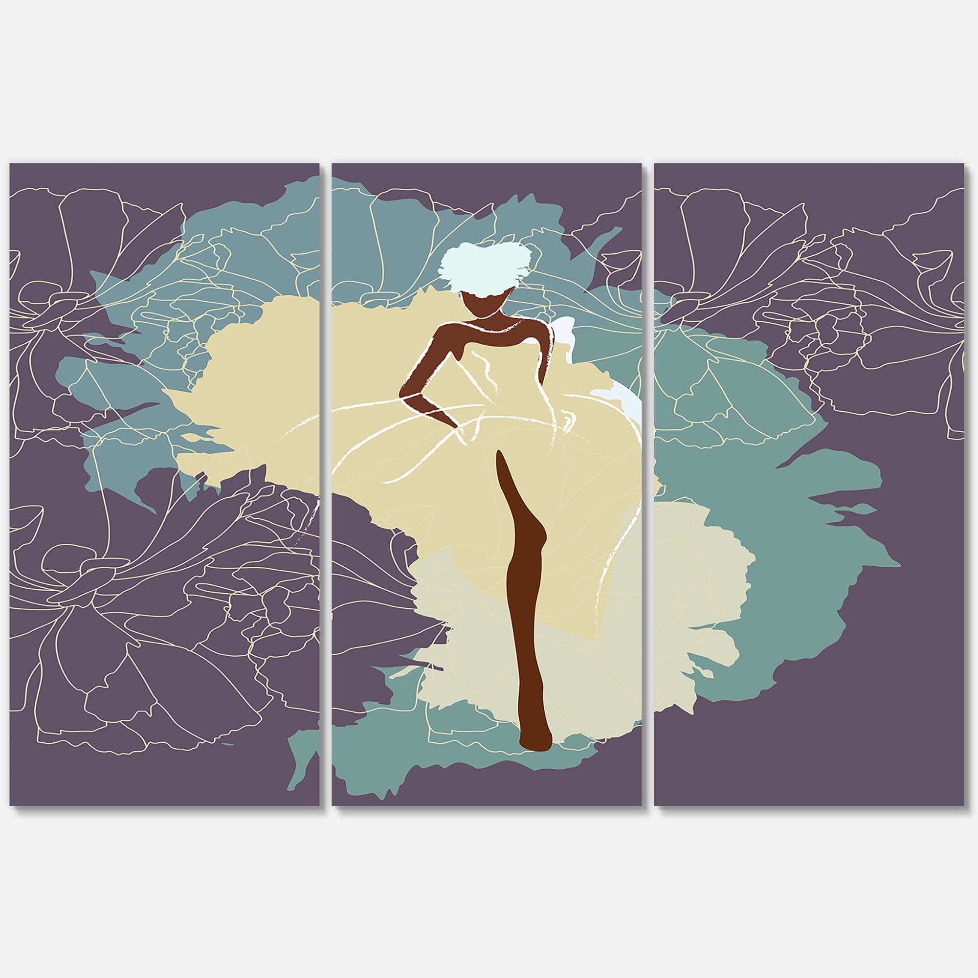 Designart ' Abstract African American Woman In Gorgeous Wedding Dress ' Modern Canvas Wall Art Print