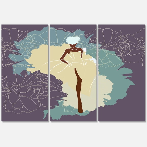 Designart ' Abstract African American Woman In Gorgeous Wedding Dress ' Modern Canvas Wall Art Print