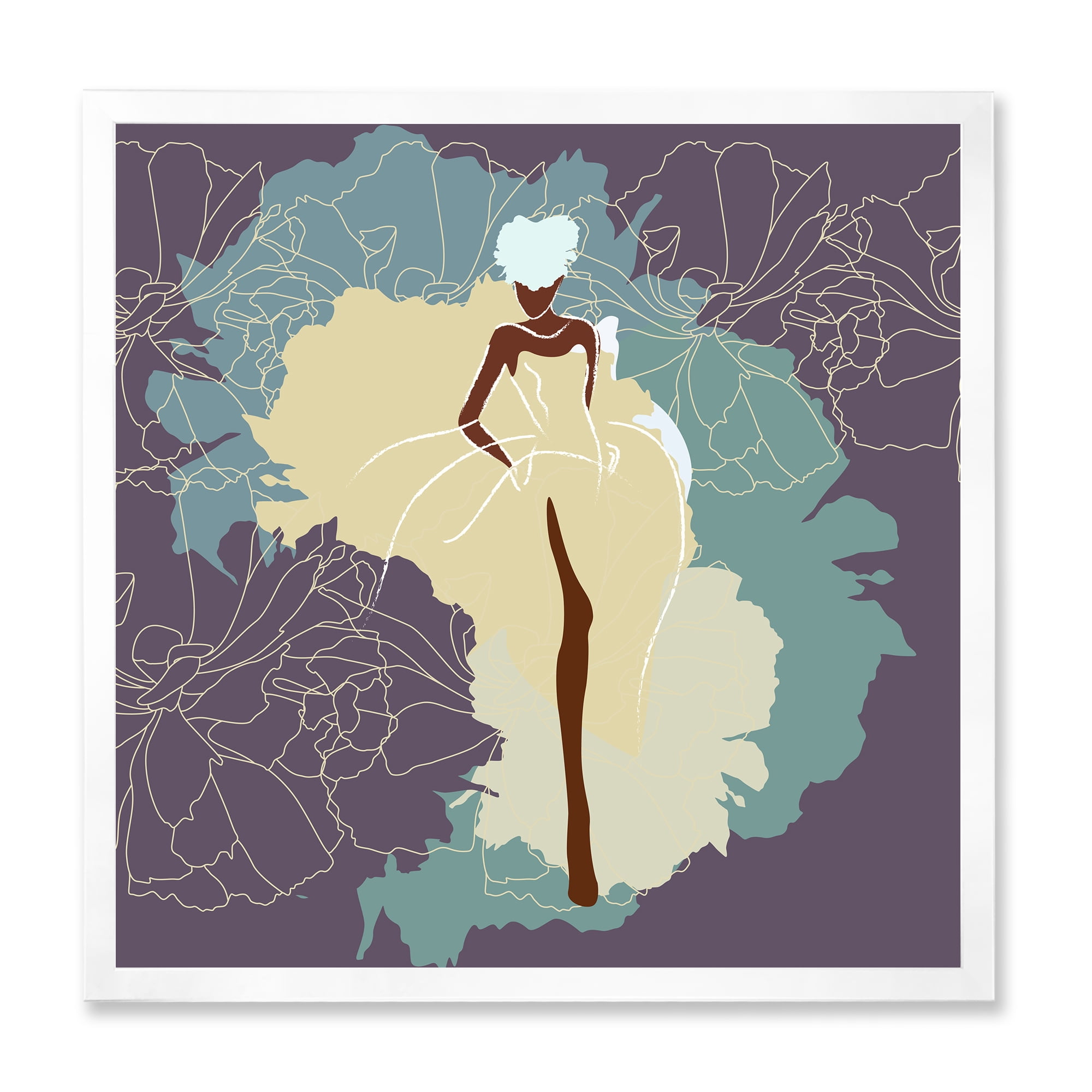 Designart 'Abstract African American Woman In Gorgeous Wedding Dress' Modern Framed Art Print