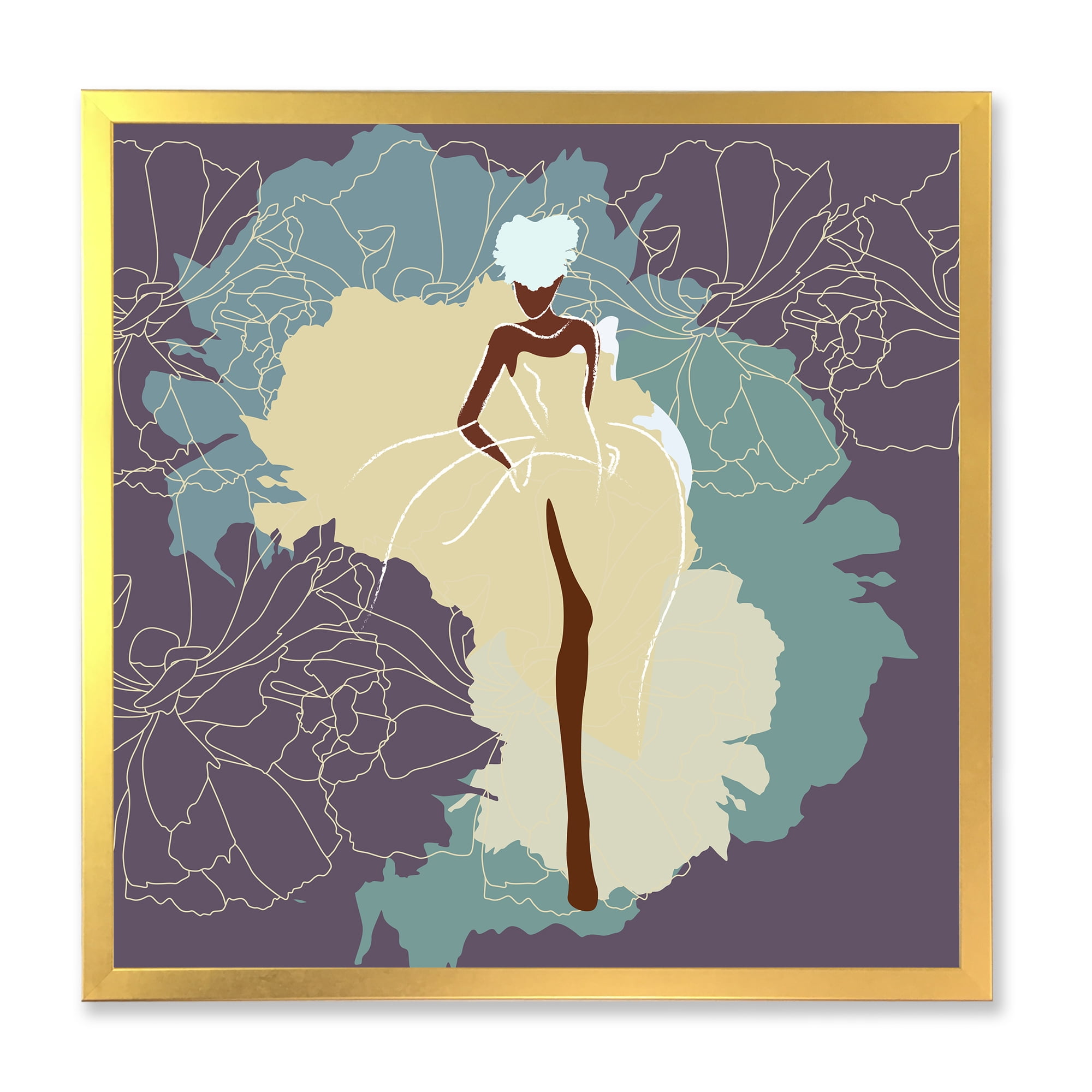 Designart 'Abstract African American Woman In Gorgeous Wedding Dress' Modern Framed Art Print