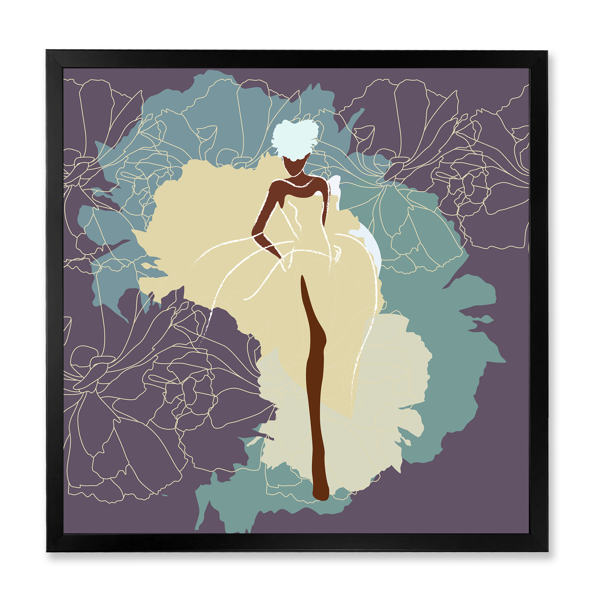 Designart 'Abstract African American Woman In Gorgeous Wedding Dress' Modern Framed Art Print