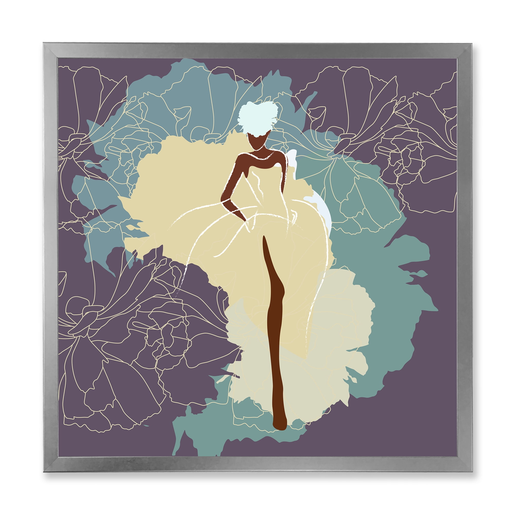 Designart 'Abstract African American Woman In Gorgeous Wedding Dress' Modern Framed Art Print