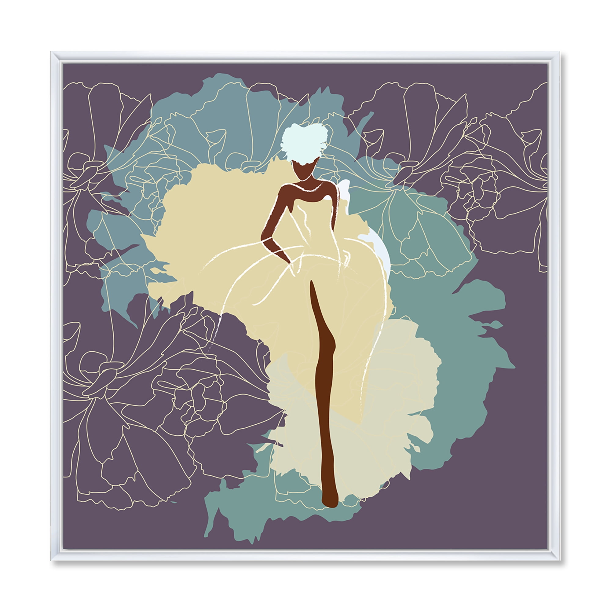 Designart 'Abstract African American Woman In Gorgeous Wedding Dress' Modern Framed Canvas Wall Art Print