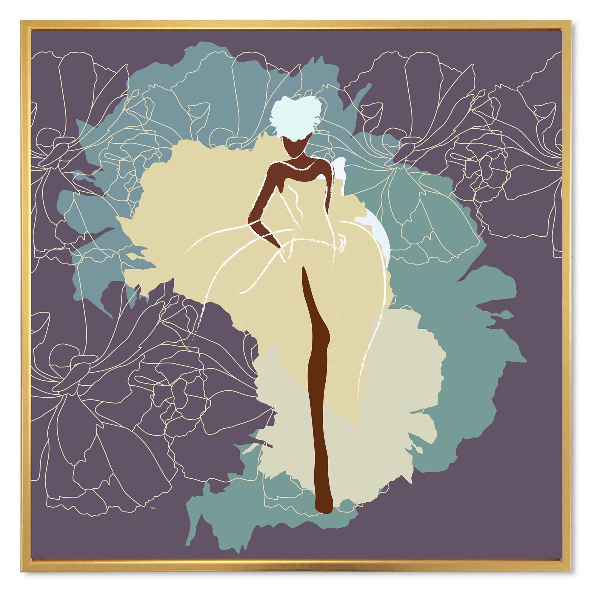 Designart 'Abstract African American Woman In Gorgeous Wedding Dress' Modern Framed Canvas Wall Art Print