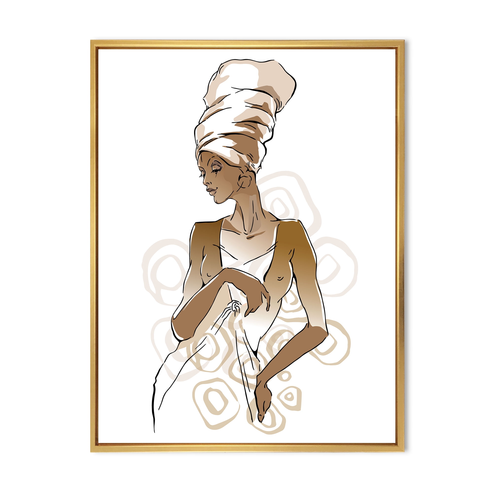 Designart 'Abstract African American Woman Portraits' Modern Framed Canvas Wall Art Print