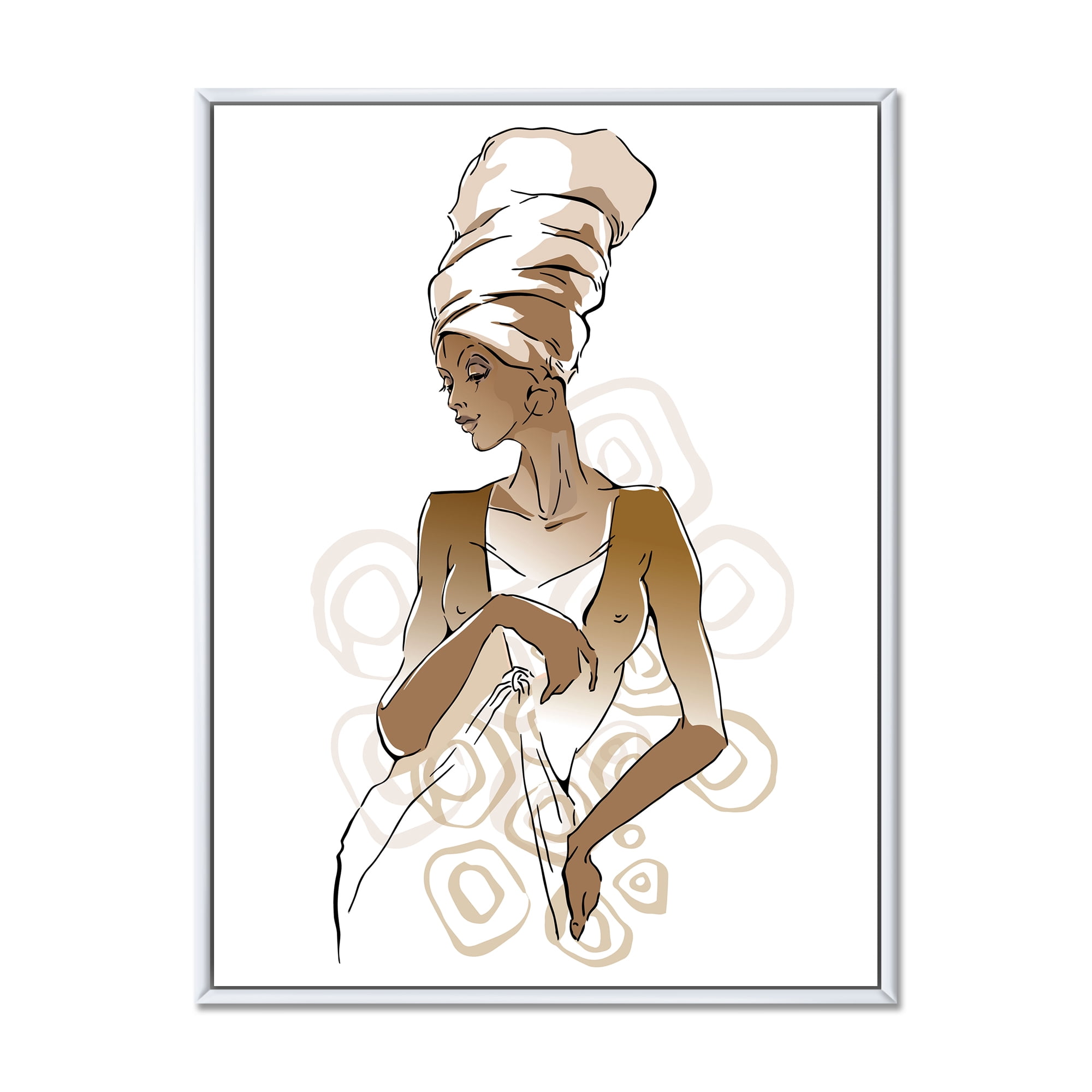 Designart 'Abstract African American Woman Portraits' Modern Framed Canvas Wall Art Print