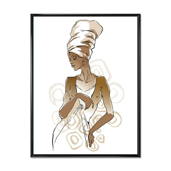 Designart 'Abstract African American Woman Portraits' Modern Framed Canvas Wall Art Print