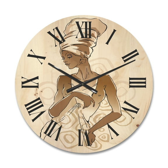 Designart 'Abstract African American Woman Portraits' Modern Wood Wall Clock