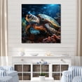 thumbnail image 1 of Designart "Abstract Aquatic Motion I" Animals Turtle Canvas Art Print, 1 of 7