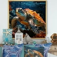 thumbnail image 1 of Designart "Abstract Aquatic Motion II" Animals Turtle Floater Framed Wall Art Prints, 1 of 5