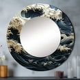 thumbnail image 1 of Designart "Abstract Azure And Snow Sea Tempest" Beach Blue Large Round Mirror - Round Office Mirror Wall Decor - Coastal Round Printed Mirror - 23" x 23", 1 of 6