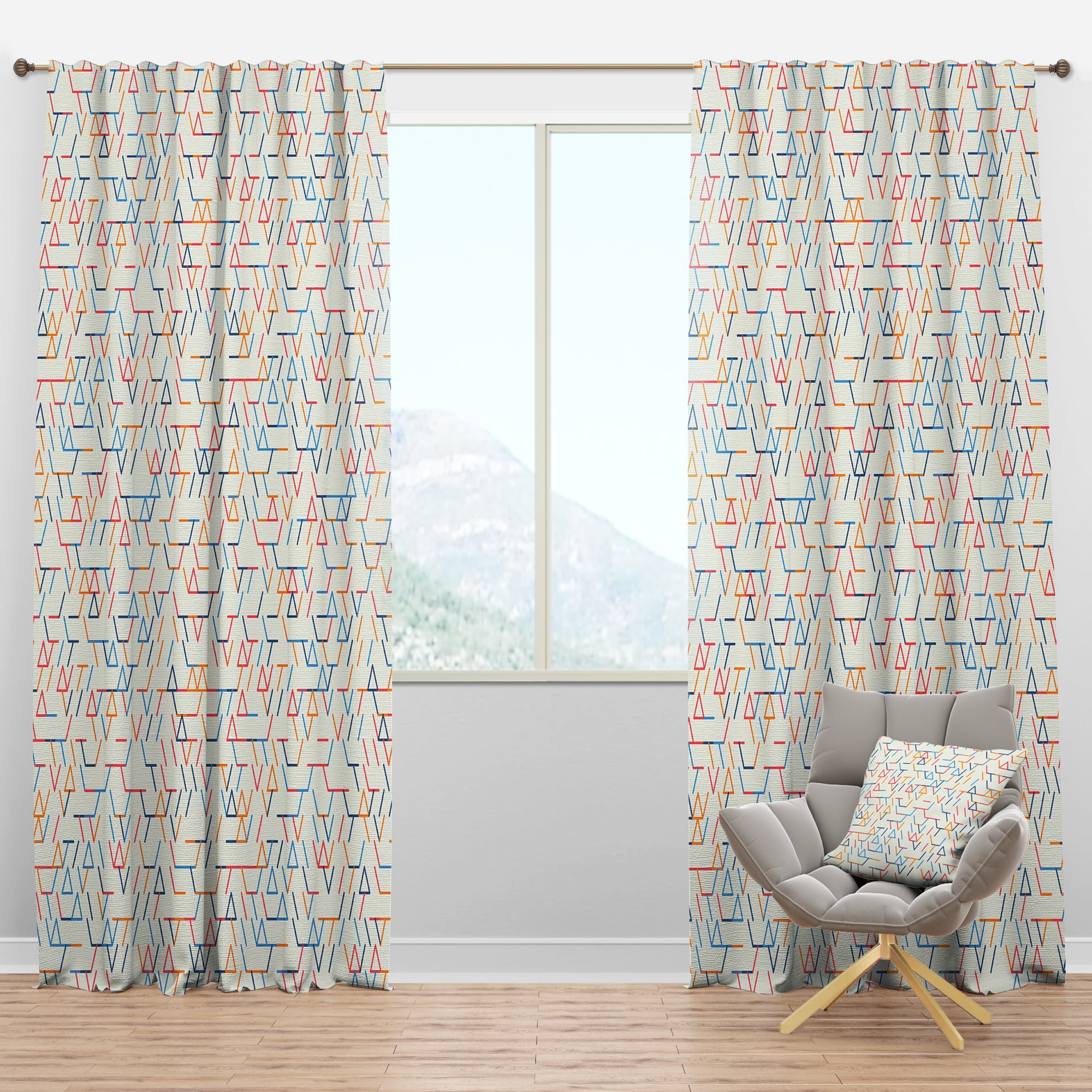 Designart 'Abstract Background Geometric Pattern' Mid-Century Modern Blackout Curtain Panel