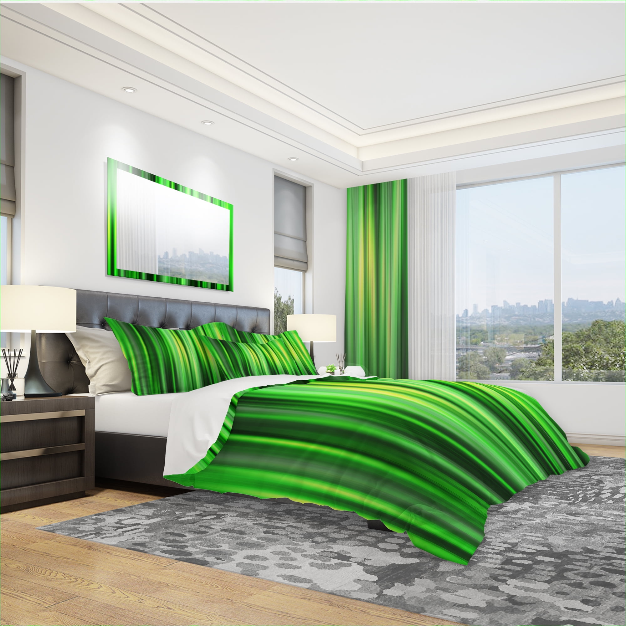 Designart 'Abstract Bamboo' Modern & Contemporary Duvet Cover Set