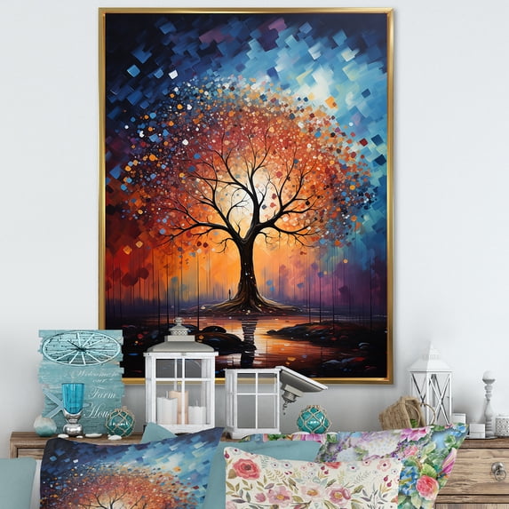 Designart "Abstract Baobab Vibrancy" Tree Baobab Floater Framed Wall Decor