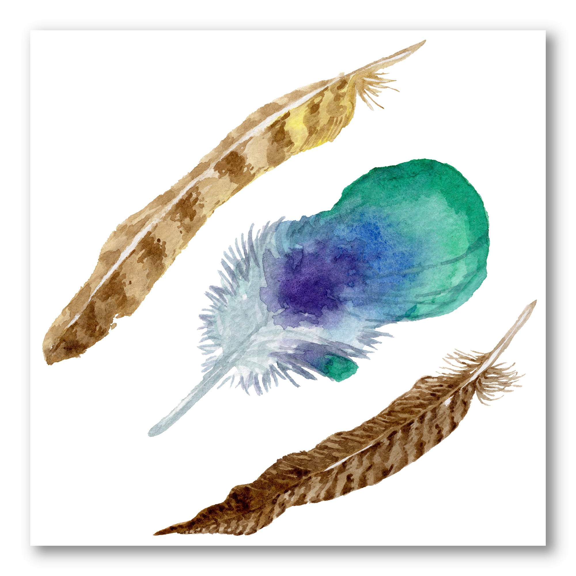 Designart ' Abstract Bird Feather From Wing Isolated ' Bohemian & Eclectic Canvas Wall Art Print