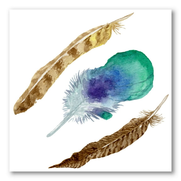 Designart ' Abstract Bird Feather From Wing Isolated ' Bohemian & Eclectic Canvas Wall Art Print
