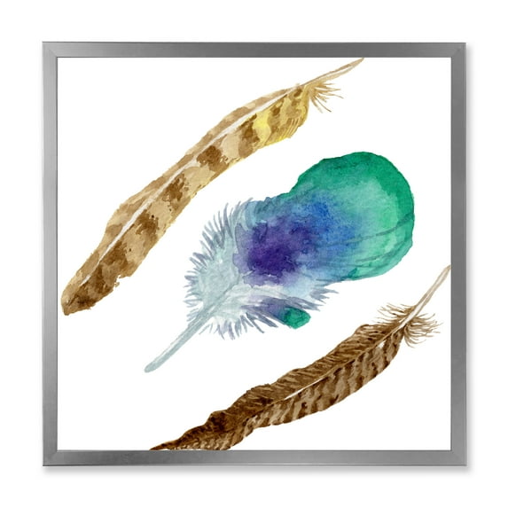 Designart 'Abstract Bird Feather From Wing Isolated' Bohemian & Eclectic Framed Art Print