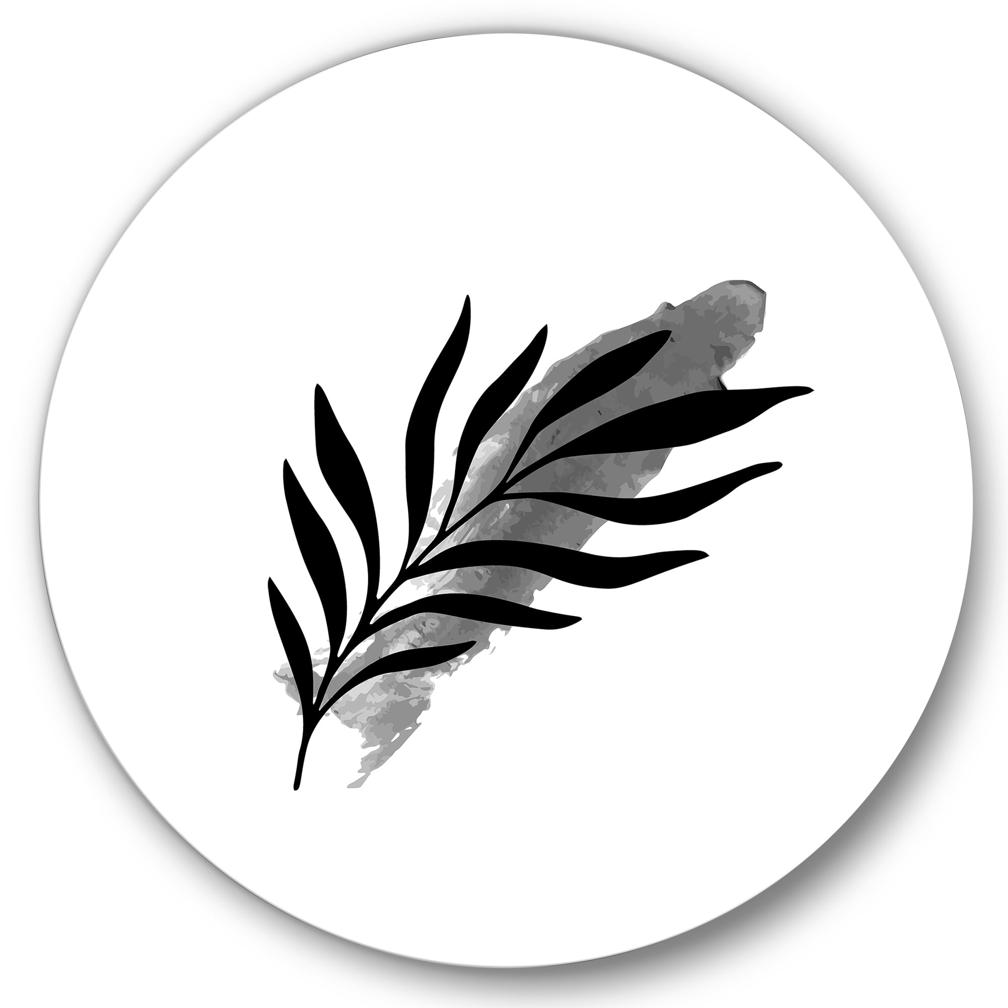 Designart 'Abstract Black Tropical Leaf I' Modern Circle Metal Wall Art 36x36 - Disc of 36