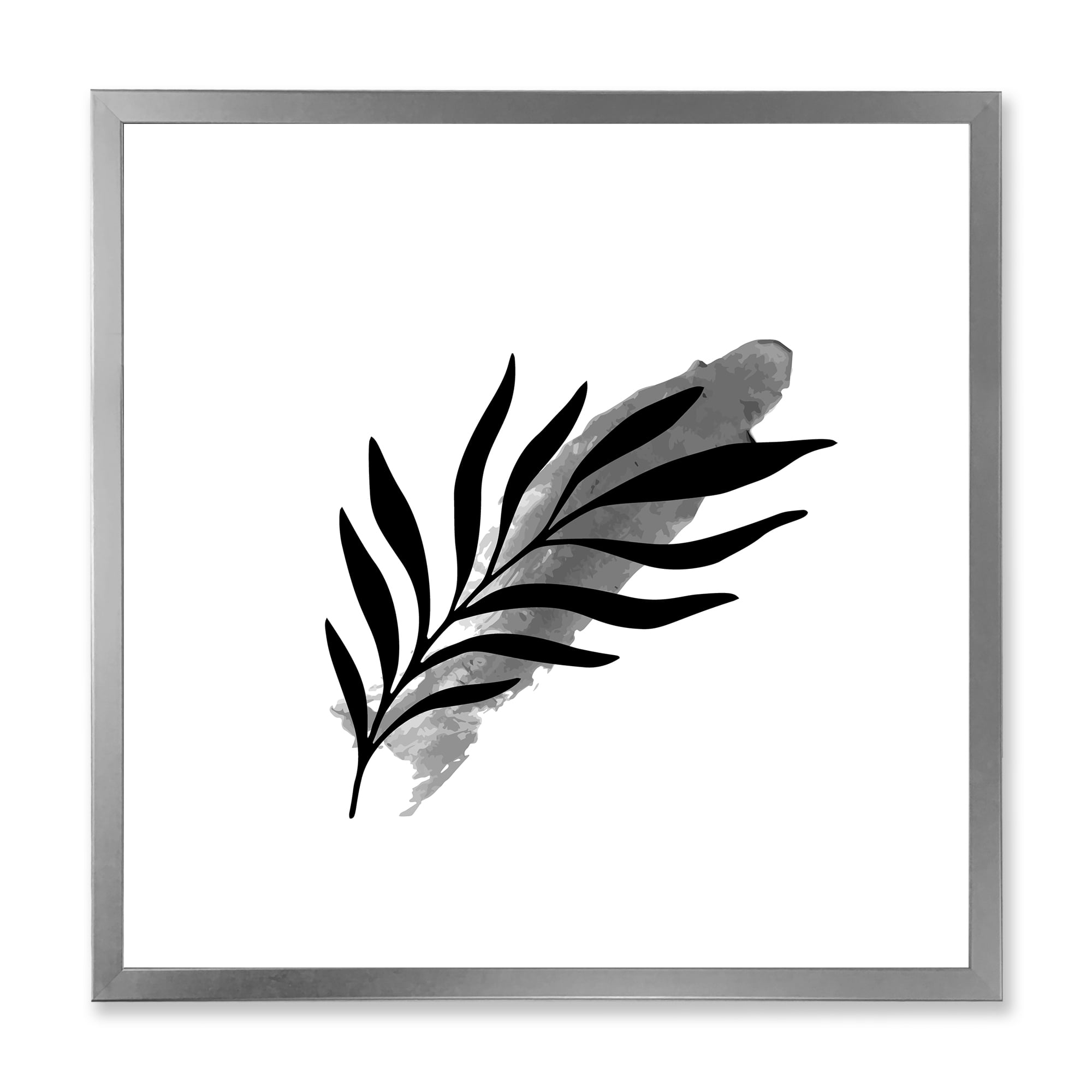 Designart 'Abstract Black Tropical Leaf I' Modern Framed Art Print