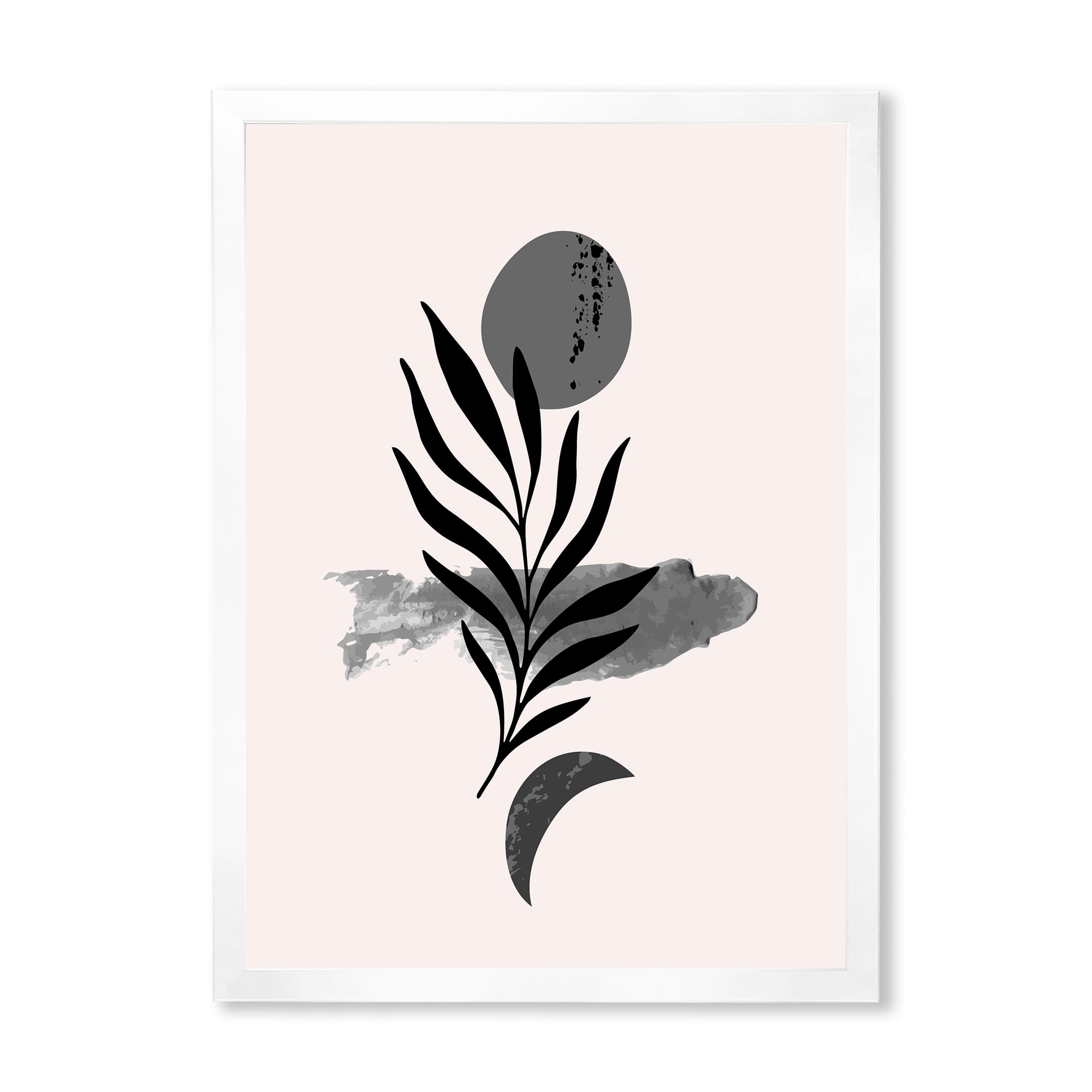 Designart 'Abstract Black Tropical Leaf II' Modern Framed Art Print