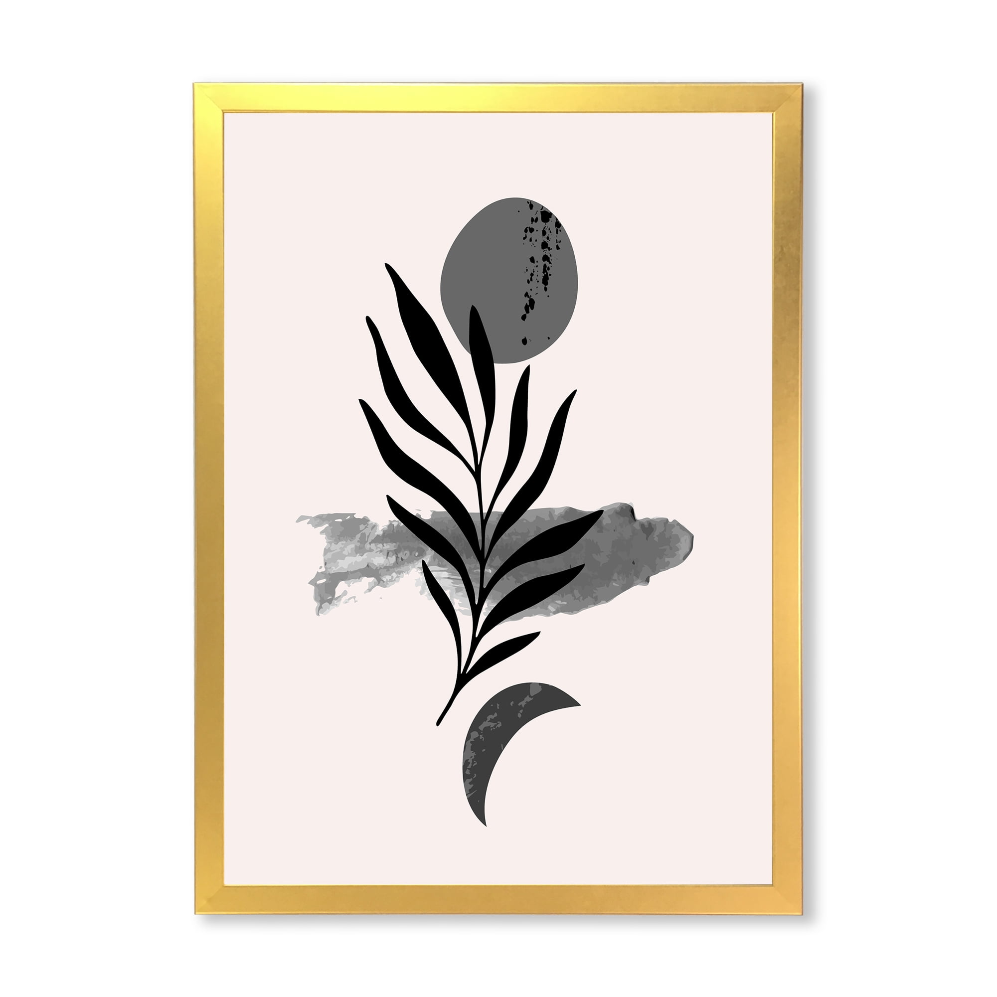 Designart 'Abstract Black Tropical Leaf II' Modern Framed Art Print