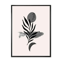 Designart 'Abstract Black Tropical Leaf II' Modern Framed Canvas Wall Art Print