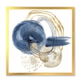 thumbnail image 1 of Designart 'Abstract Black and Dark Blue Gold Underwater Life' Modern Framed Art Print, 1 of 4