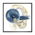 thumbnail image 1 of Designart 'Abstract Black and Dark Blue Gold Underwater Life' Modern Framed Canvas Wall Art Print, 1 of 5