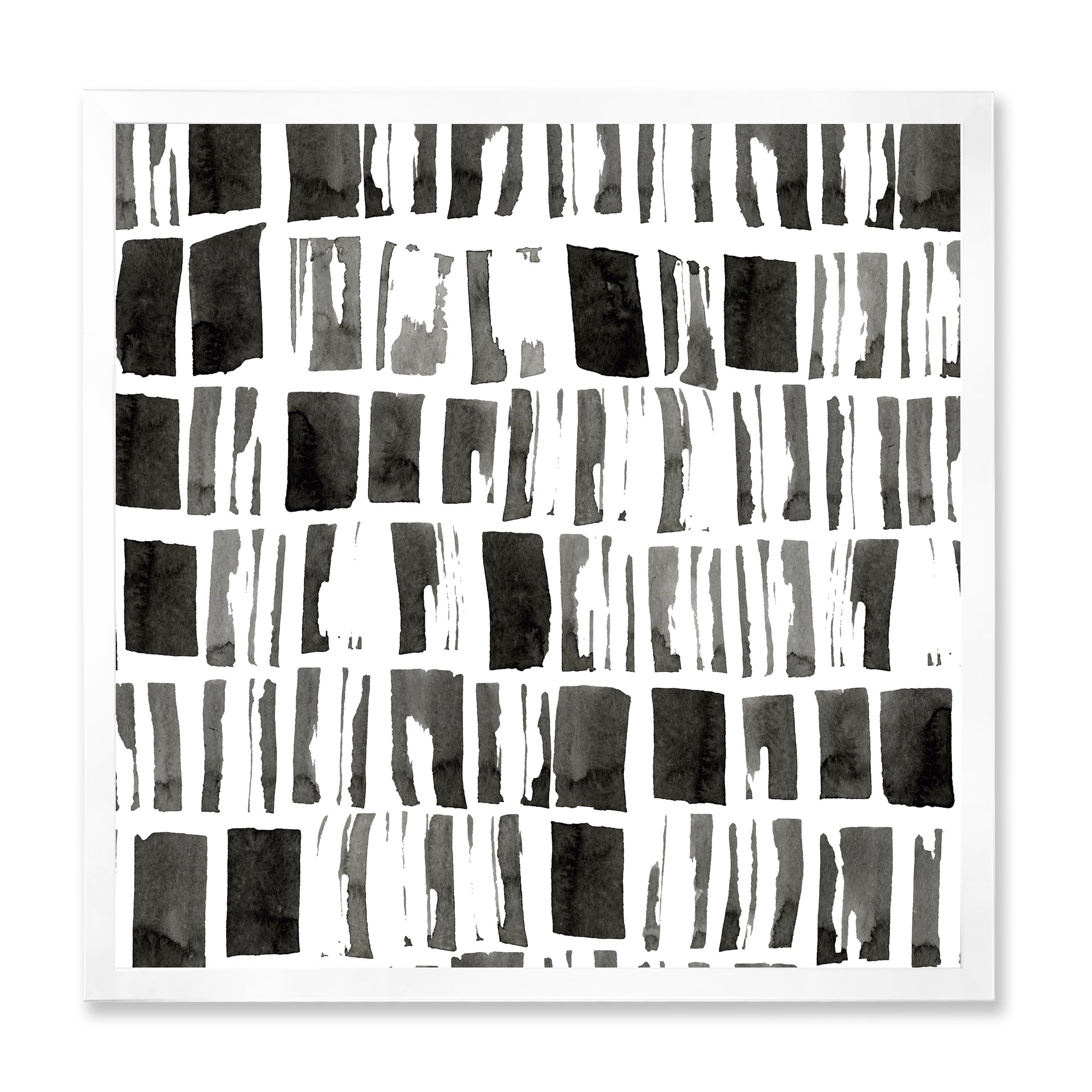 Designart 'Abstract Black and White Bricks' Modern Framed Art Print