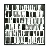 Designart 'Abstract Black and White Bricks' Modern Framed Canvas Wall Art Print