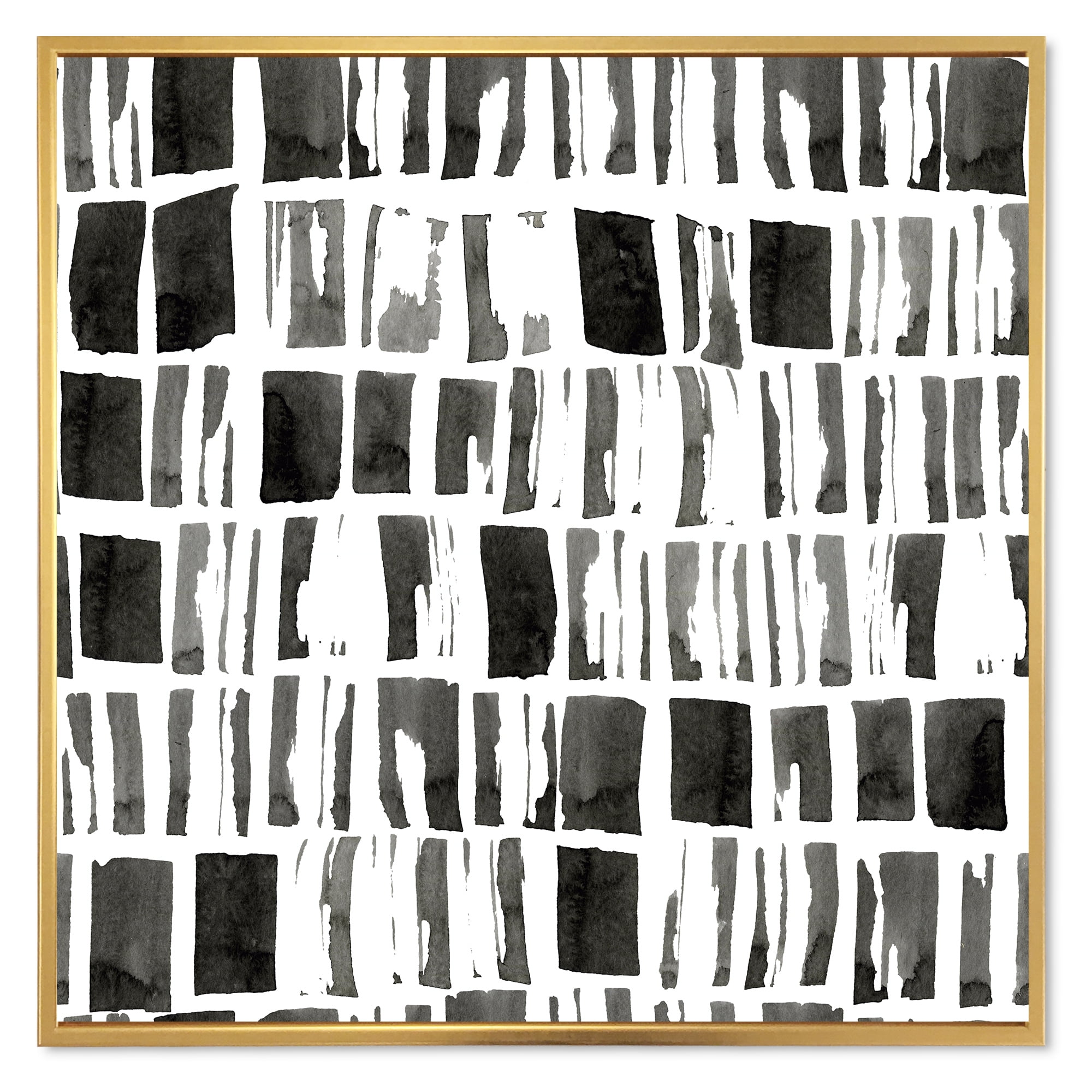 Designart 'Abstract Black and White Bricks' Modern Framed Canvas Wall Art Print