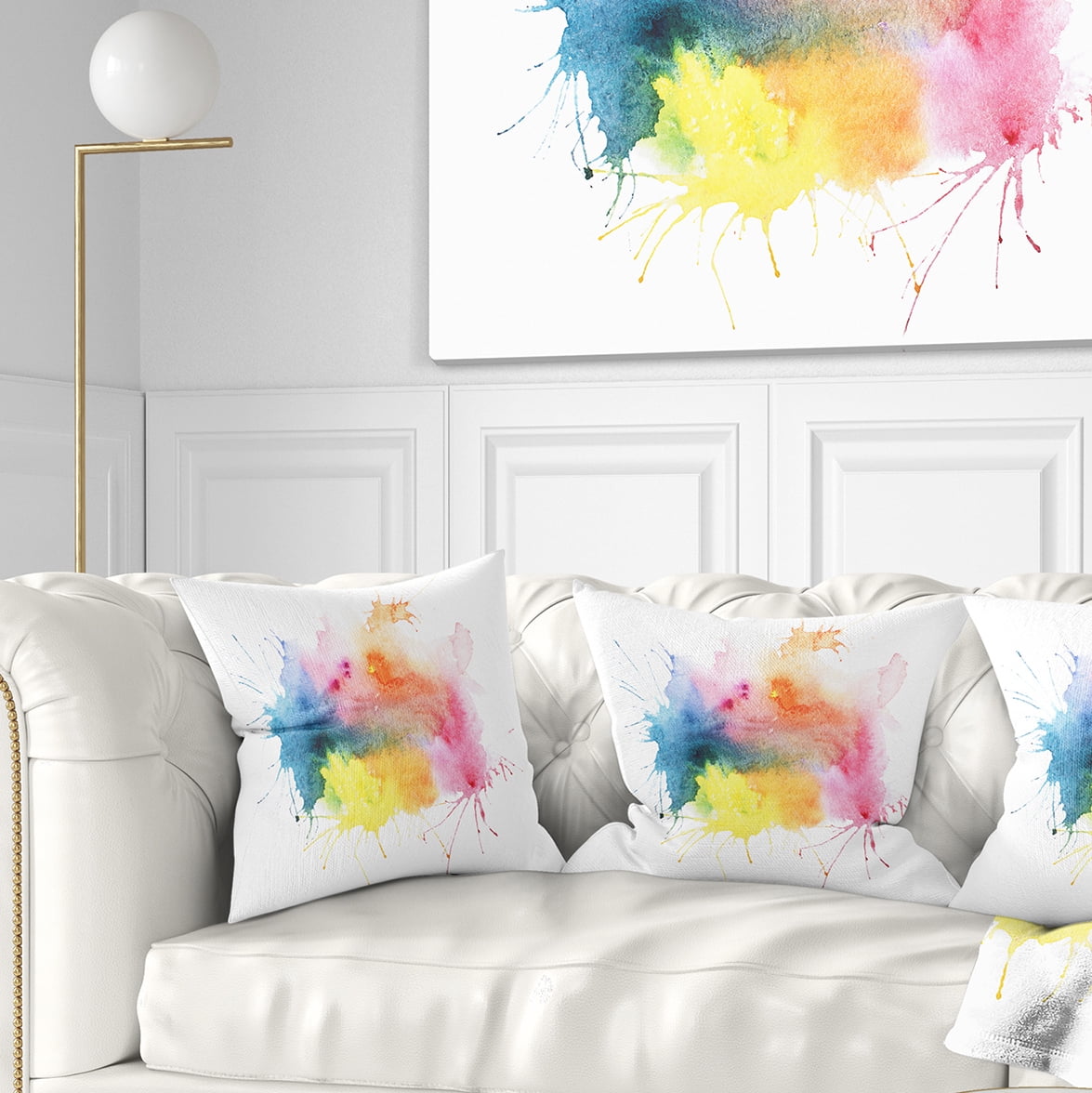 Designart Abstract Blots Aquarelle Art - Abstract Throw Pillow - 18x18