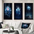 thumbnail image 1 of Designart "Abstract Blue Amaryllis Flower II" Flowers Framed Wall Art Set Of 3 - Blue Traditional Frame Gallery Set For Office Decor, 1 of 6