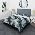 thumbnail image 1 of Designart "Abstract Blue Beige Ink" Abstract Bedding Covert Set - Modern & Contemporary Bed Set With 1 Sham, 1 of 5