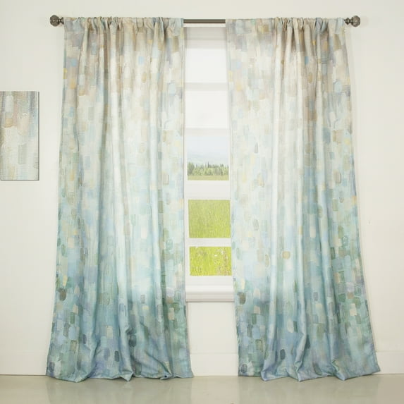 Designart 'Abstract Blue Blocked' Nautical & Coastal Curtain Panel