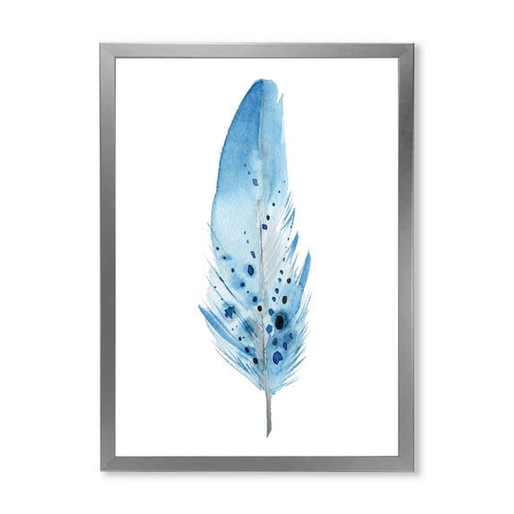 Designart 'Abstract Blue Boho Feathers' Bohemian & Eclectic Framed Art Print
