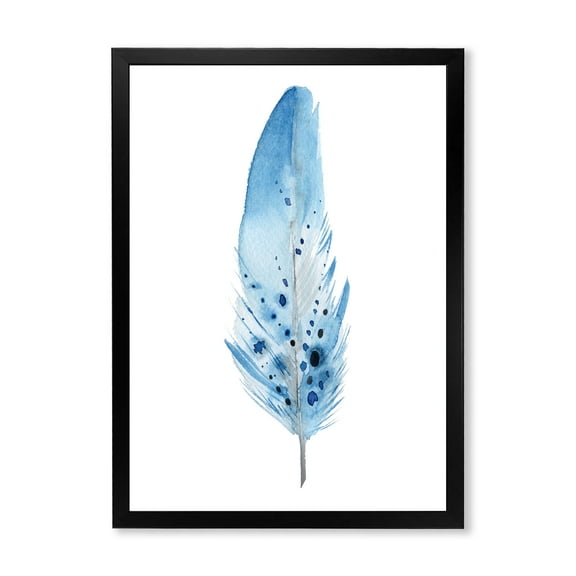 Designart 'Abstract Blue Boho Feathers' Bohemian & Eclectic Framed Art Print
