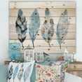 thumbnail image 1 of Designart 'Abstract Blue Boho Feathers I' Bohemian & Eclectic Print on Natural Pine Wood, 1 of 5