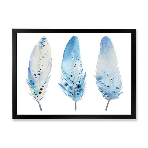 Designart 'Abstract Blue Boho Feathers II' Lake House Framed Art Print